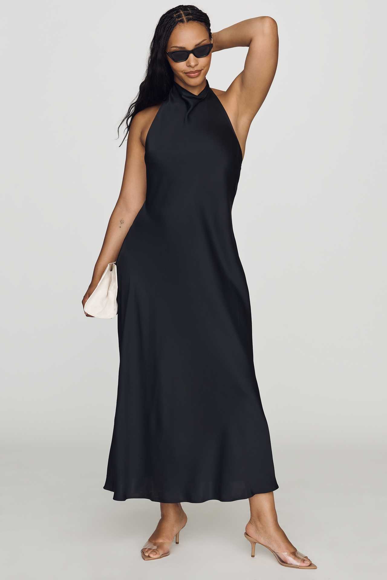 Maeve Jamie Satin Halter Midi Dress
