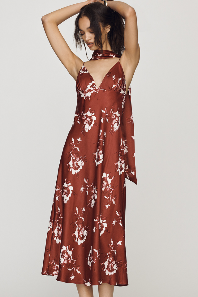 Maeve Clara Scarf-Neck Midi Dress