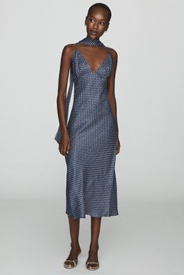 Abito Midi a Linea A con Scollo a V Stampato Maeve