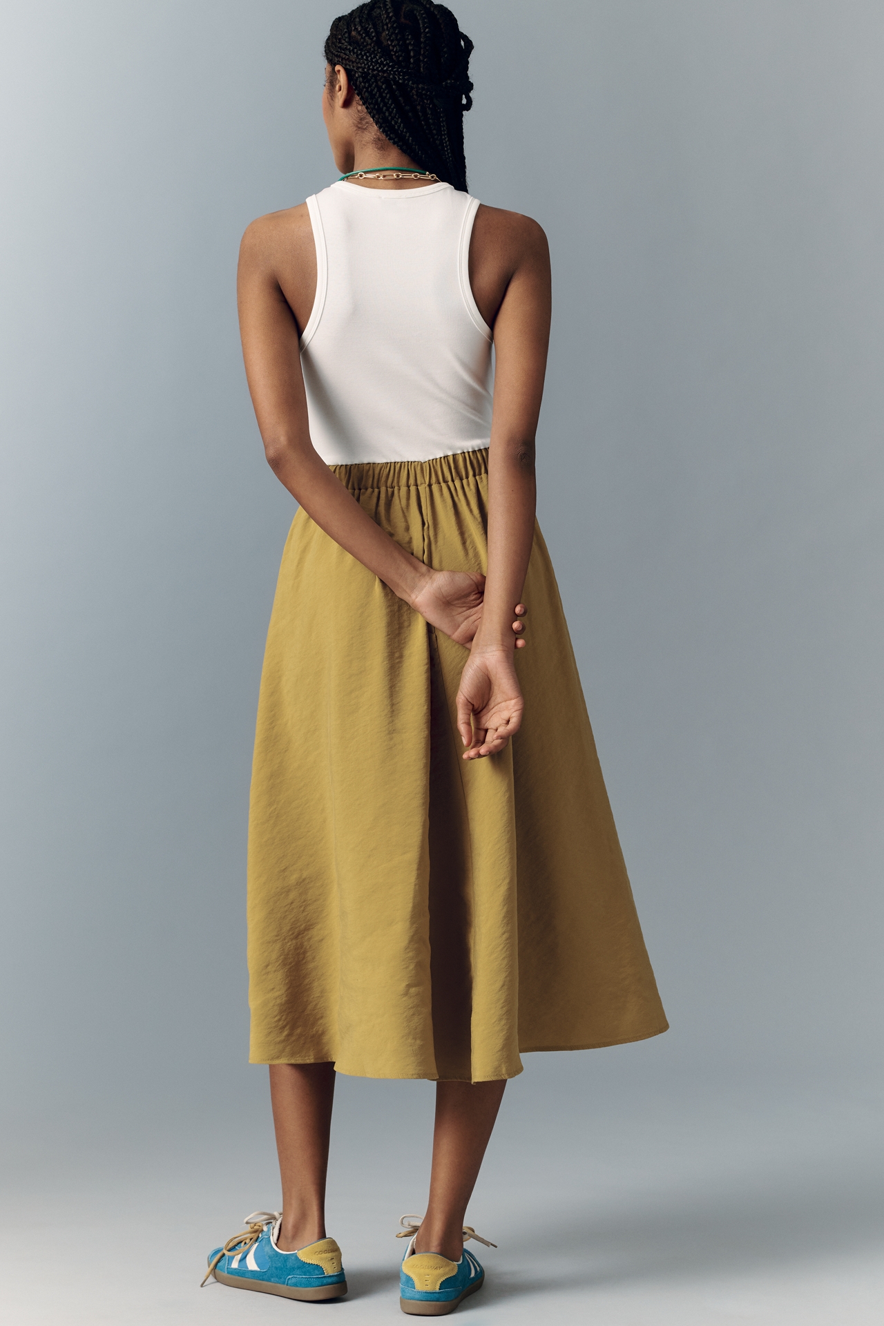 Maeve Sleeveless Racerback Twofer Midi Dress