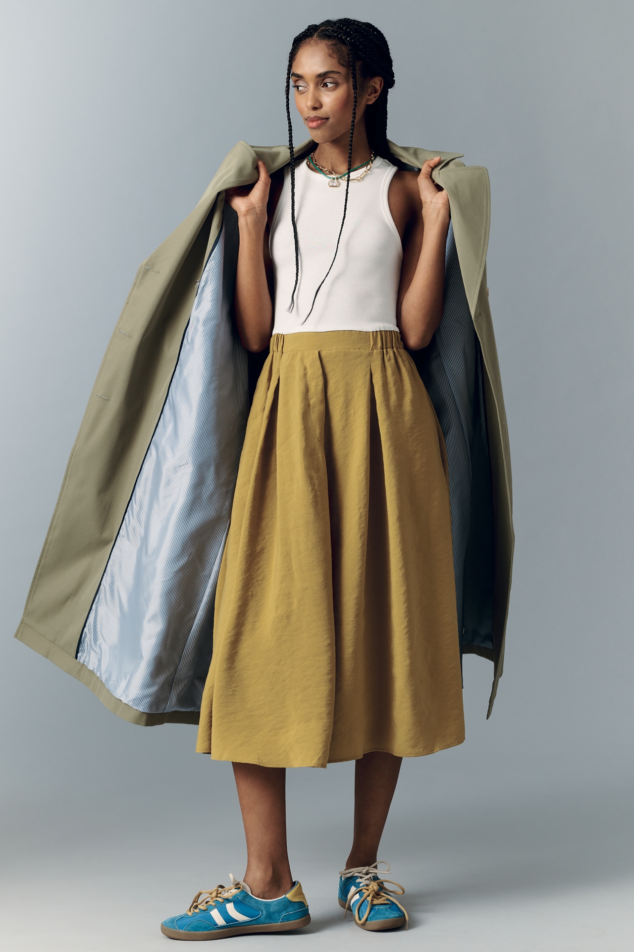 Maeve Sleeveless Racerback Twofer Midi Dress