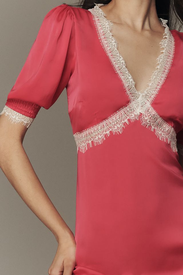 chinese dress ladies Gryia V Neck Lace Midi Dress – Mew Mews