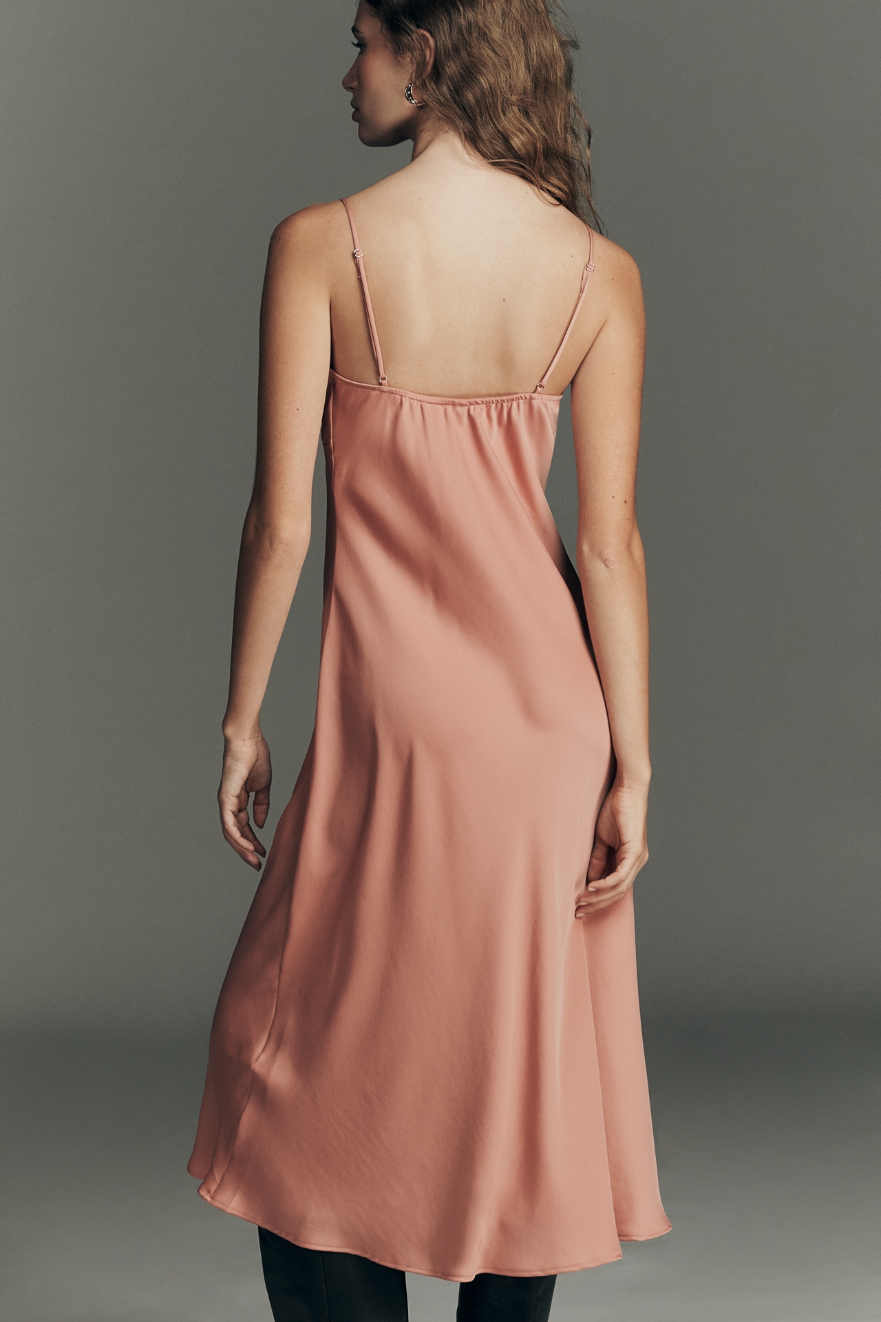 By Anthropologie Satin Keyhole Midi Slip Dress