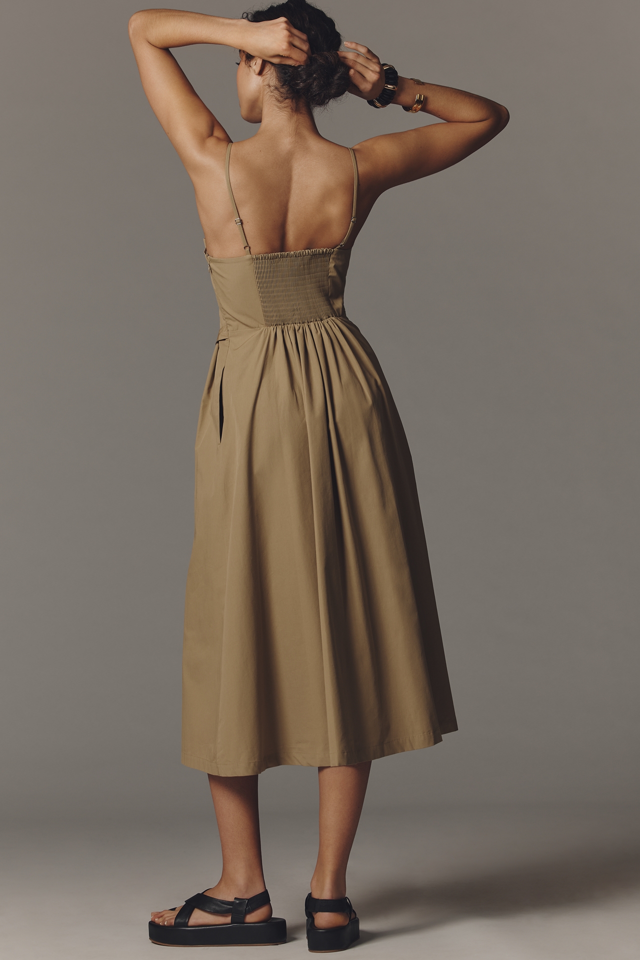 By Anthropologie Utility Pleated Midi Dress