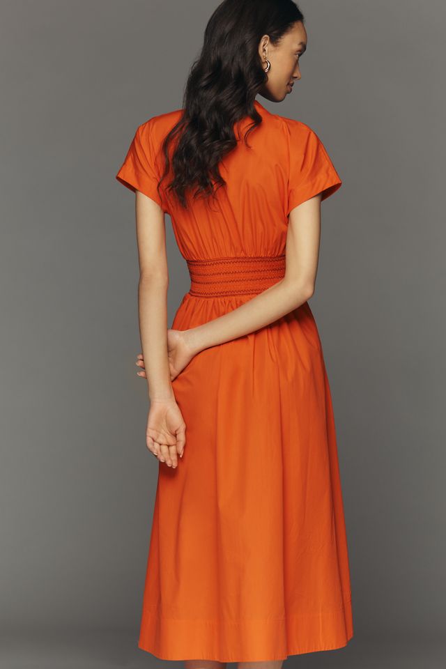 By Anthropologie Smocked Cotton Poplin Midi Dress #2