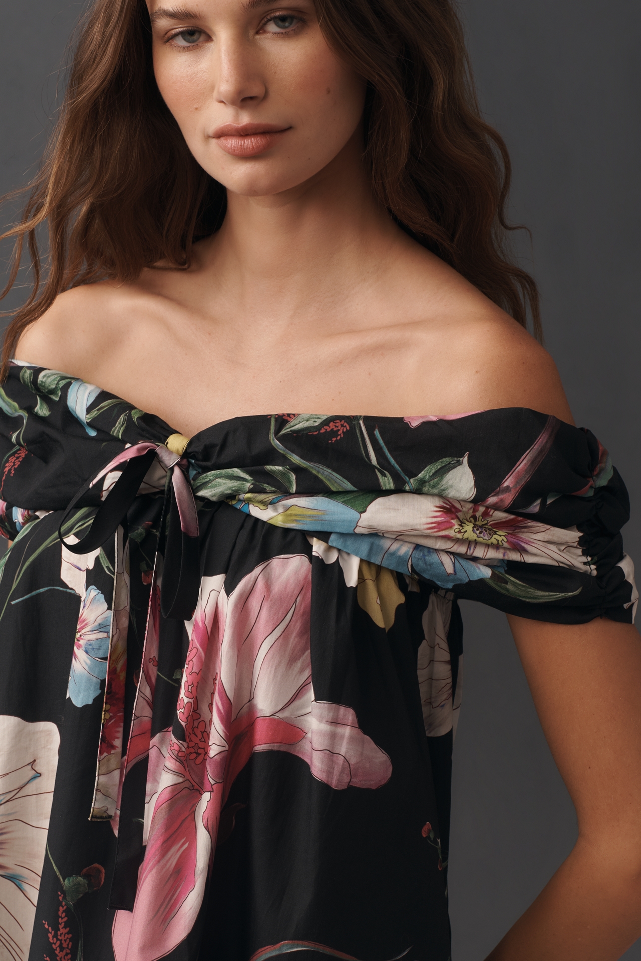 Maeve Cotton Off-Shoulder Printed Mini Dress