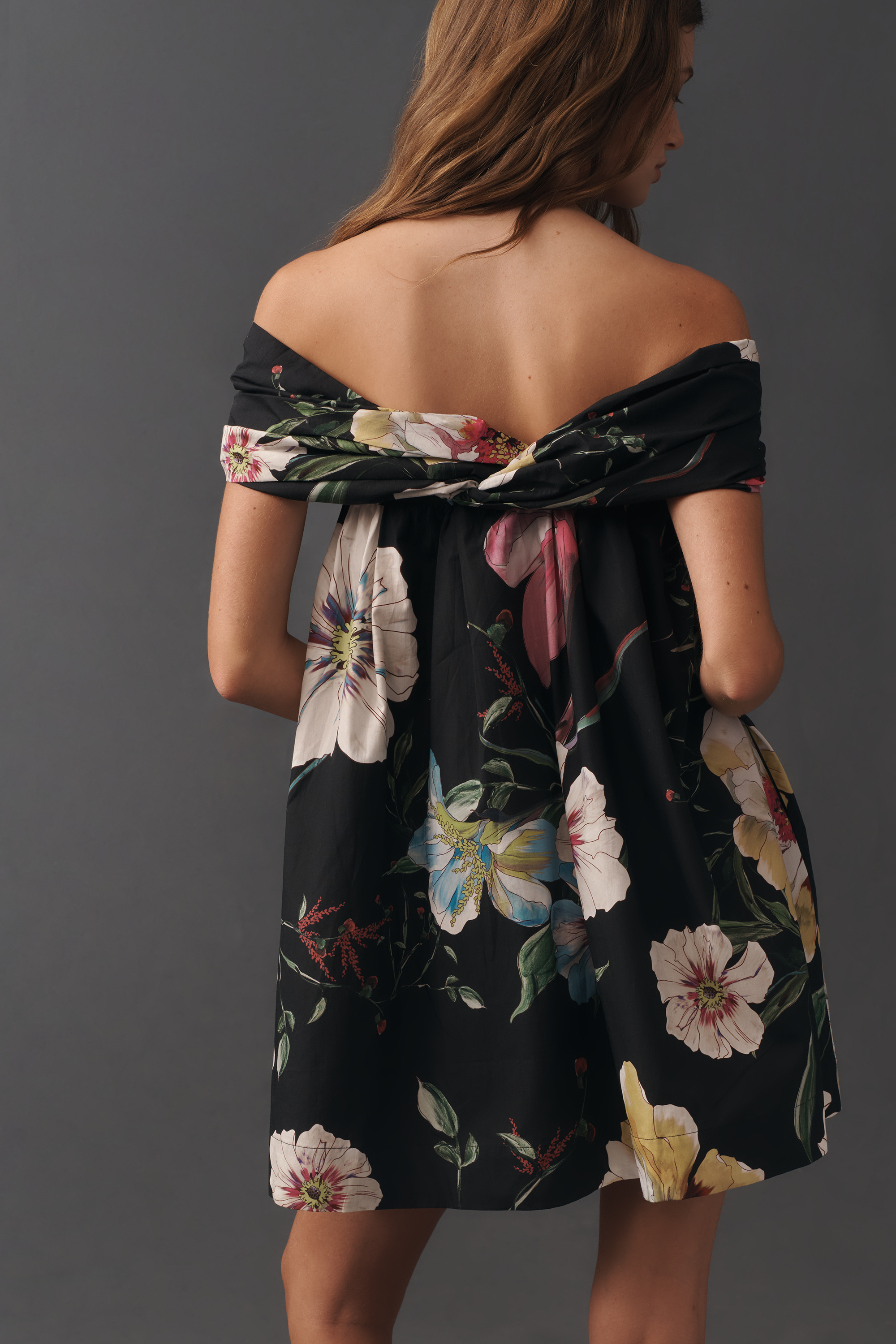 Cotton Off-Shoulder Printed Mini Dress — Image 3
