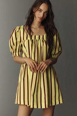Cotton Puff-Sleeve Mini Dress