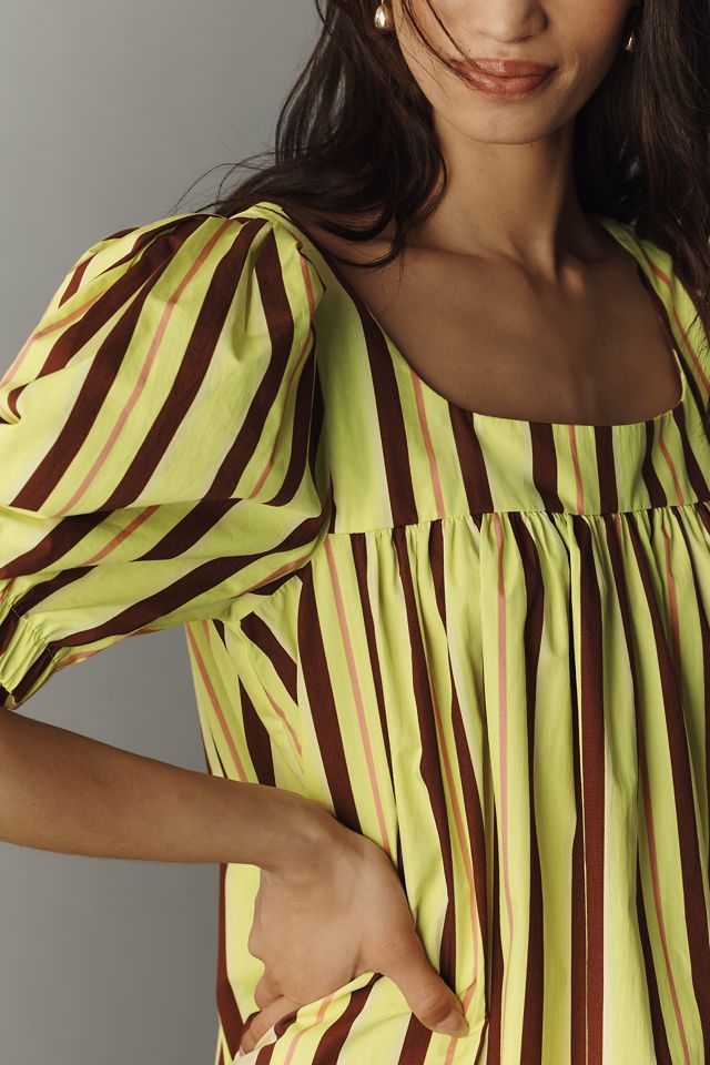 Maeve Square-Neck Puff-Sleeve Mini Dress  #3