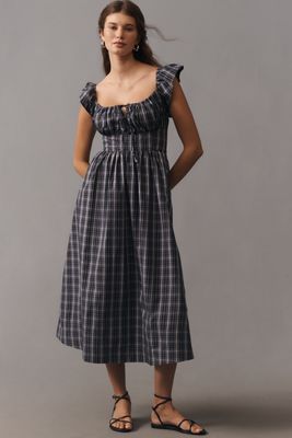 slim fit dress slacks Meana Halter Plunge Drop-Waist Midi Dress