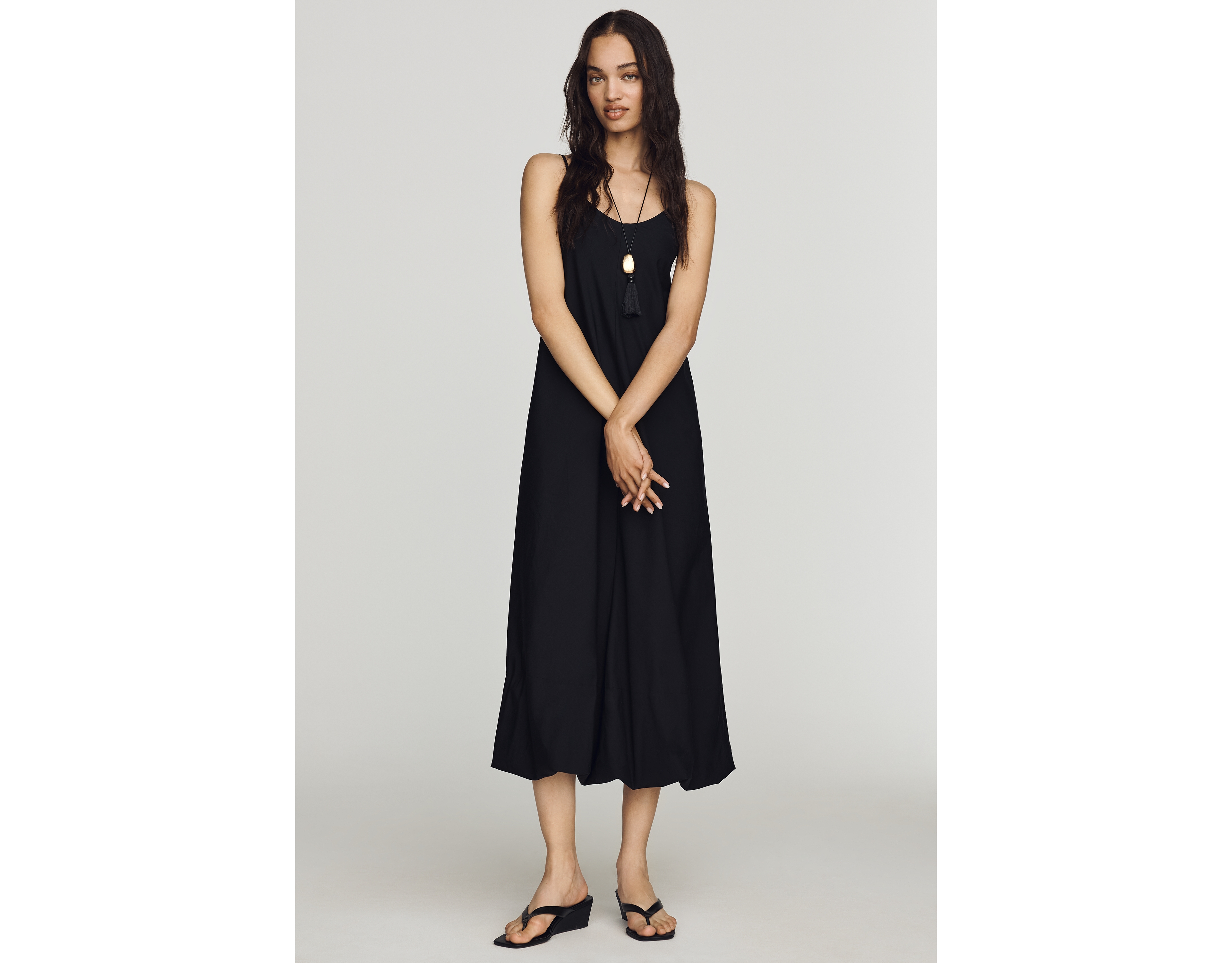 Maeve 100% Cotton Bubble-Hem Midi Dress
