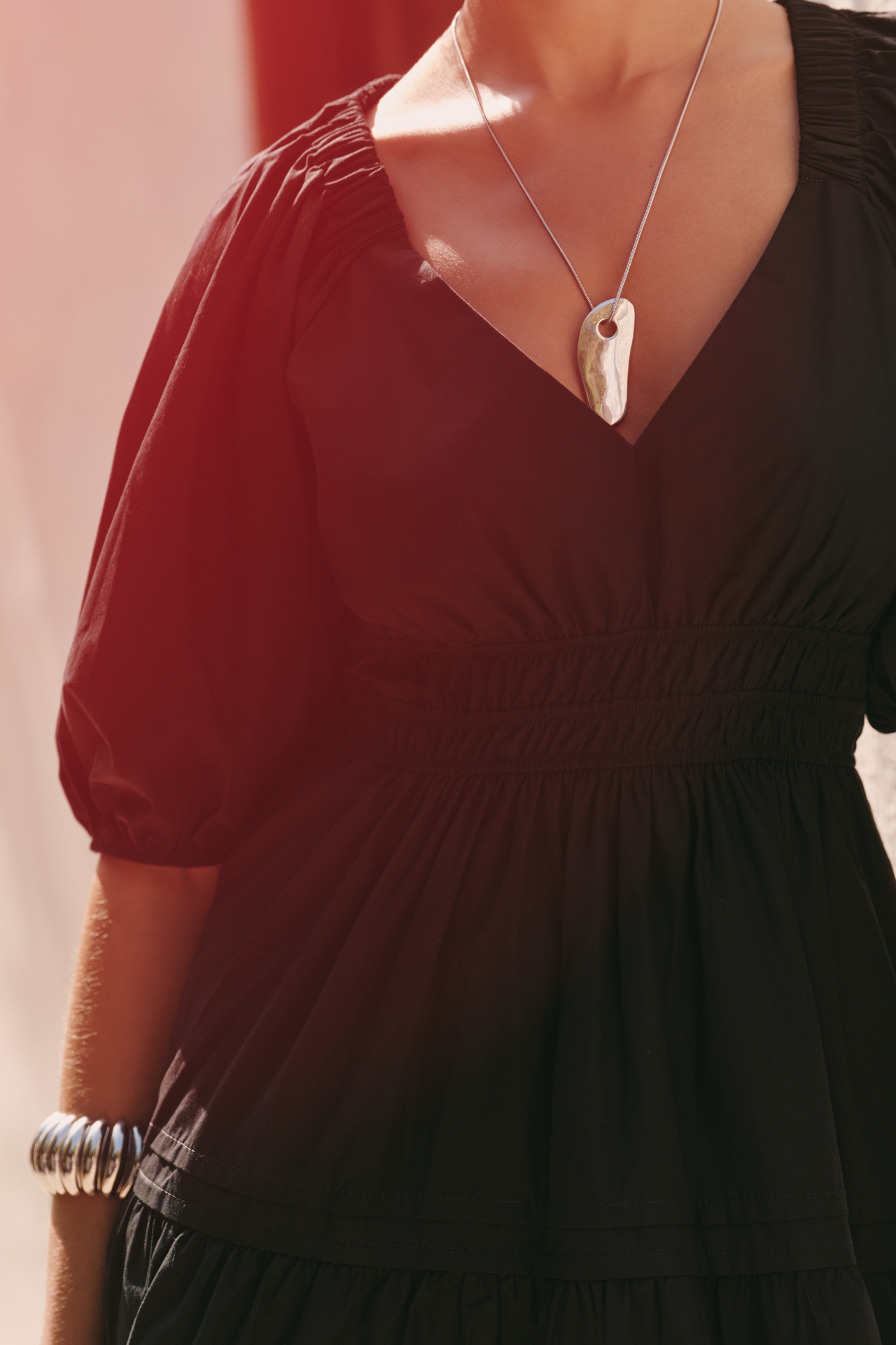 Maeve 100% Cotton Puff-Sleeve Smocked A-Line Mini Dress