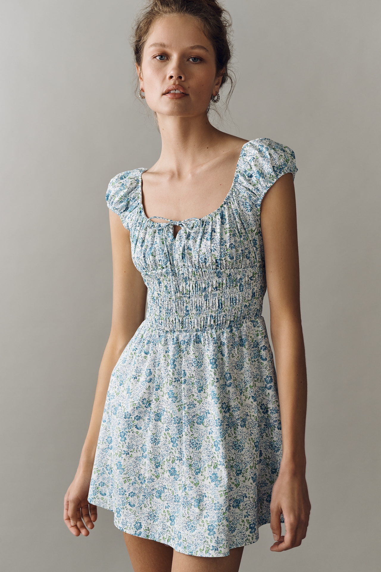 By Anthropologie Cotton Smocked Mini Dress