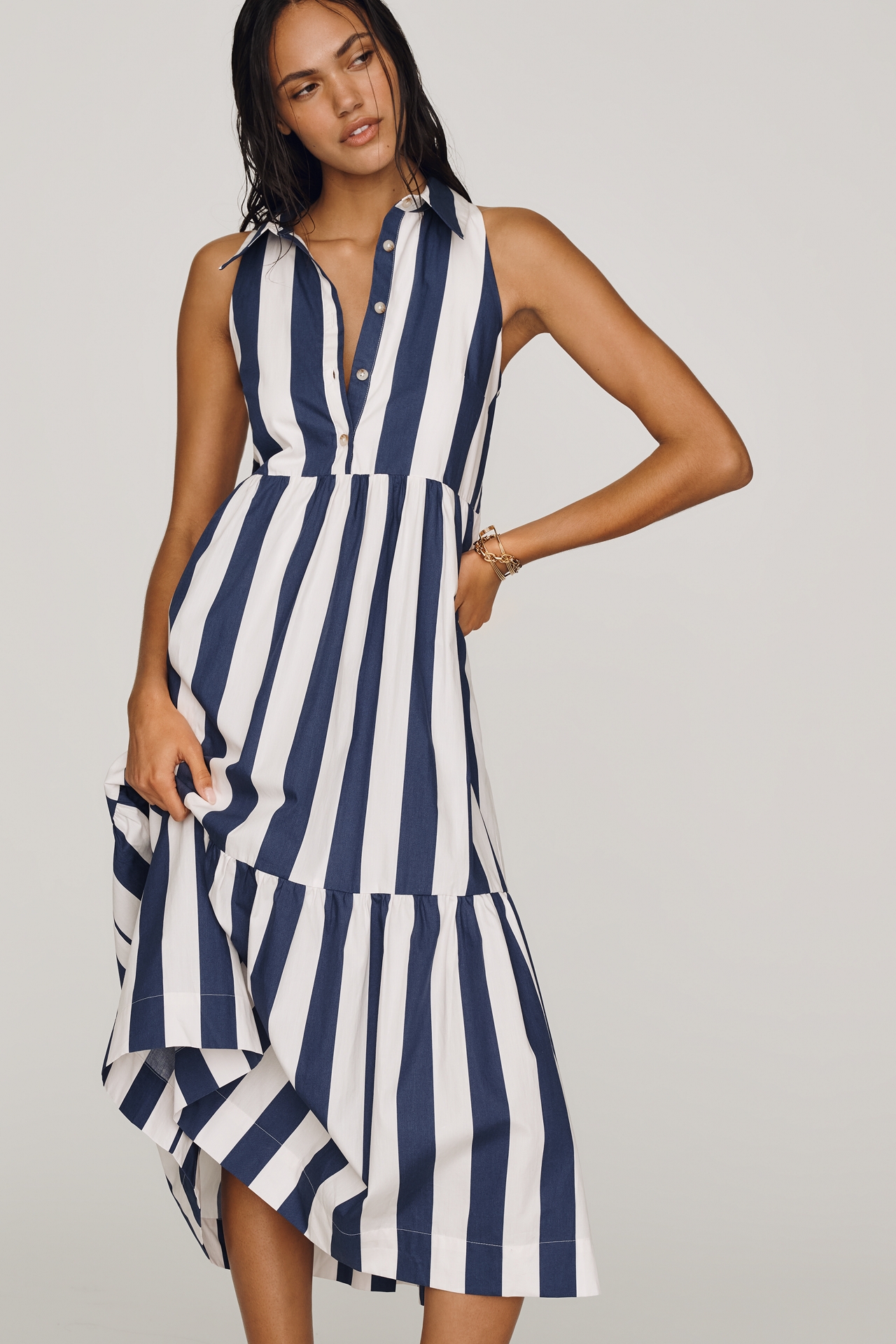Bettina Sleeveless Tiered Shirt Dress by Maeve