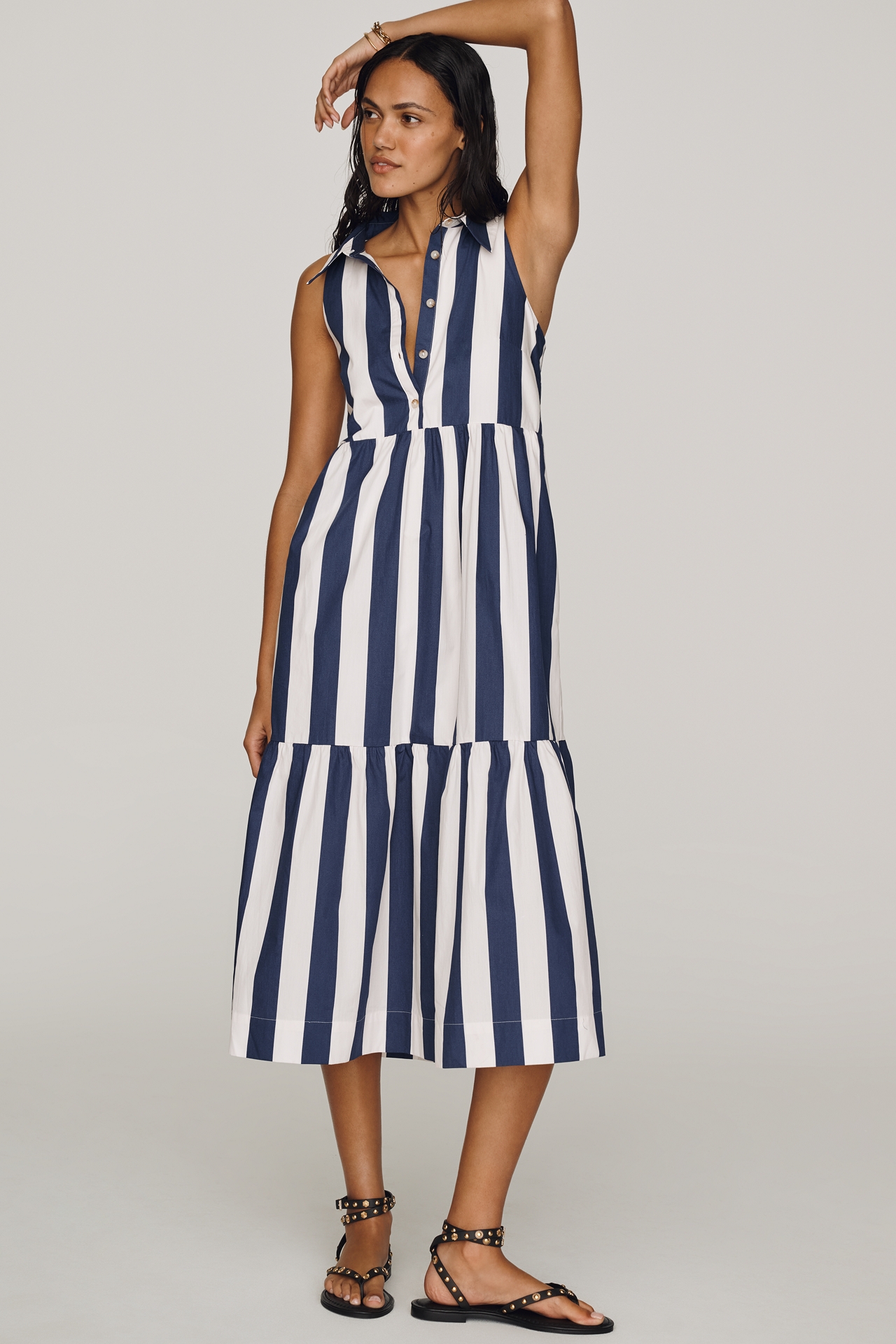 Bettina Sleeveless Tiered Shirt Dress by Maeve