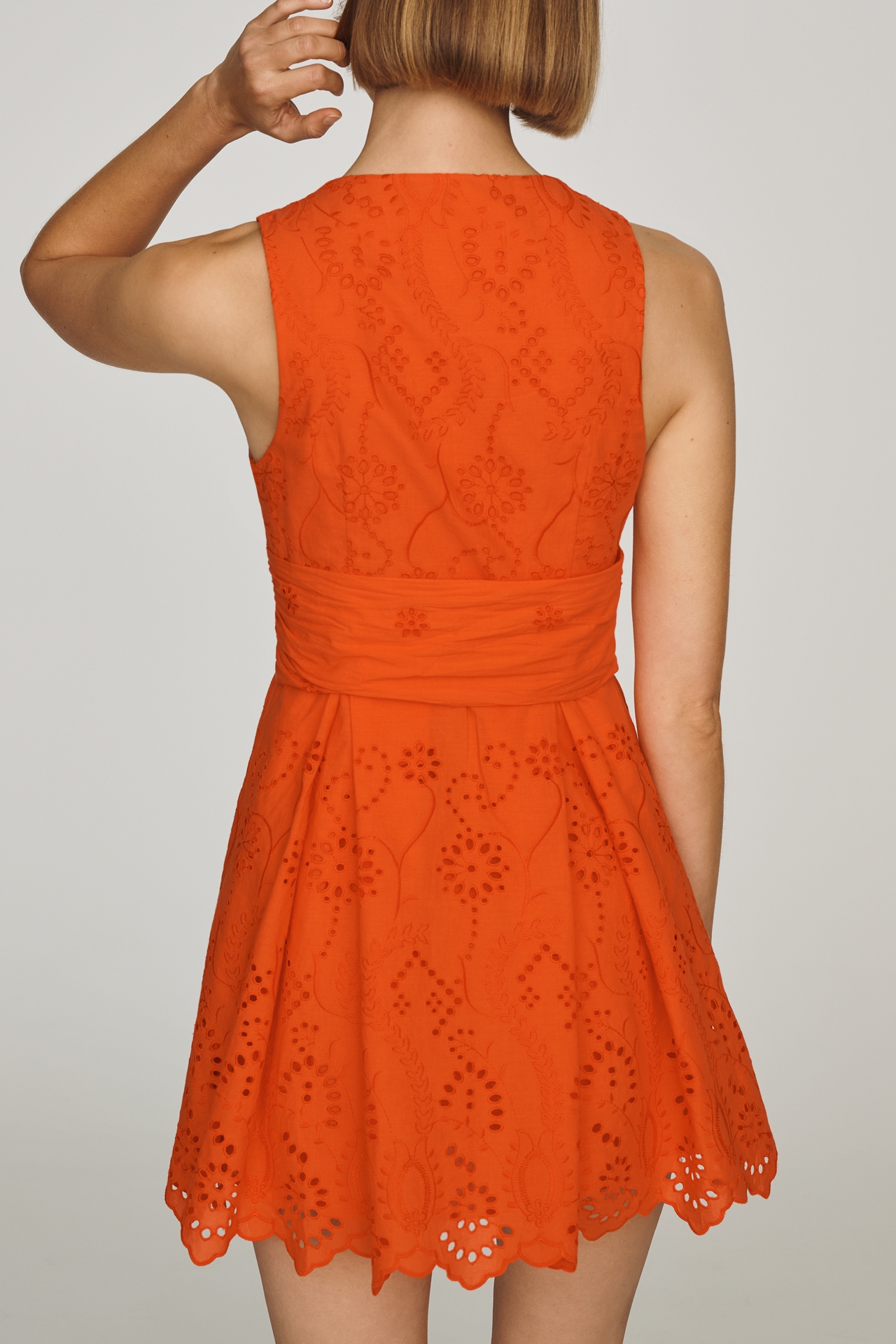 Maeve Belted Eyelet Mini Dress