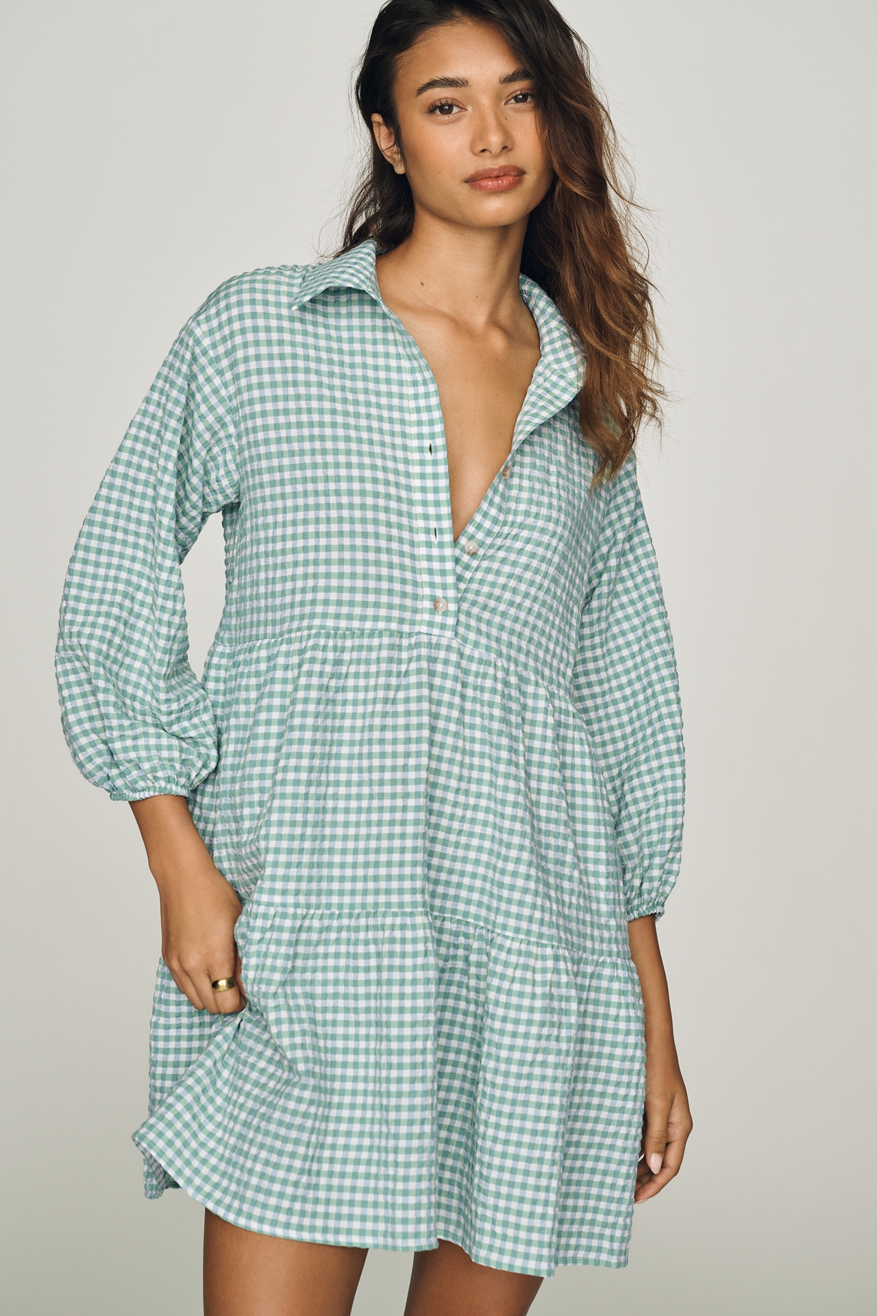 Bettina Mini Tiered Shirt Dress by Maeve