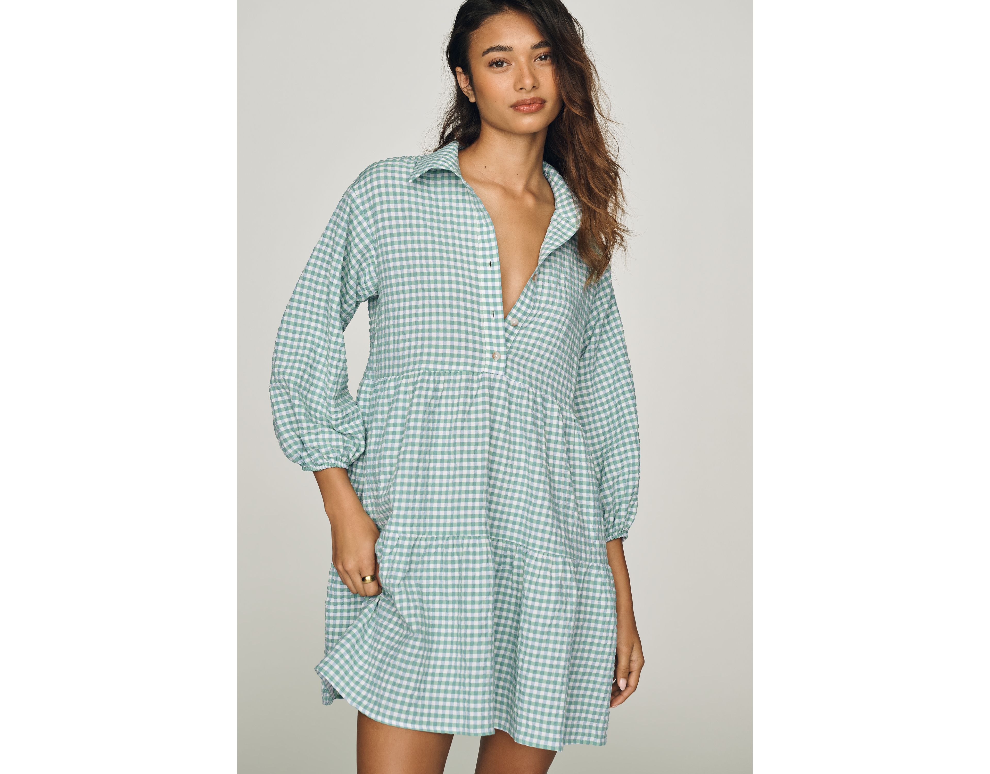 Maeve Bettina Tiered Mini Shirtdress