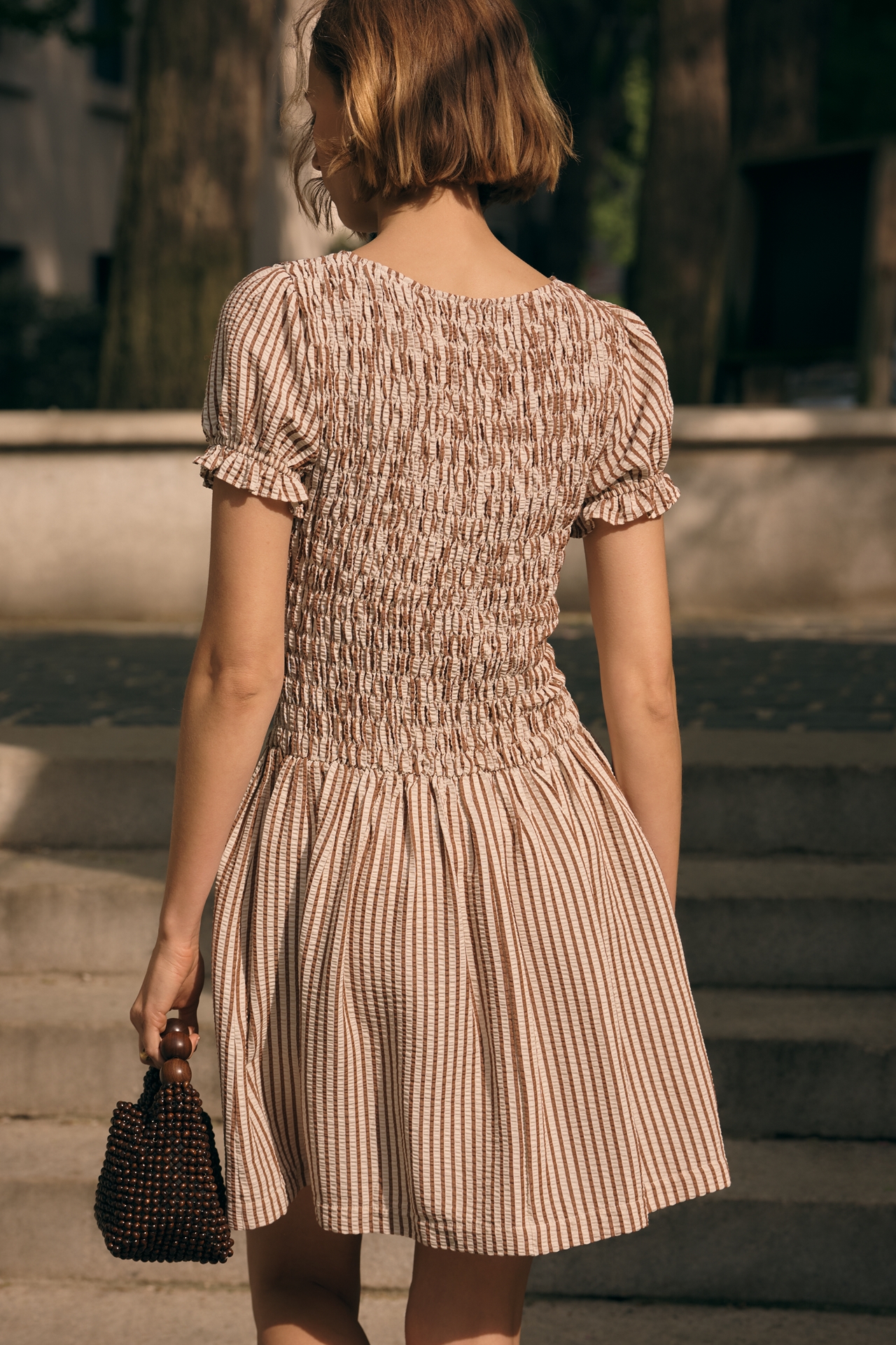 Maeve Smocked Puff-Sleeve Mini Dress
