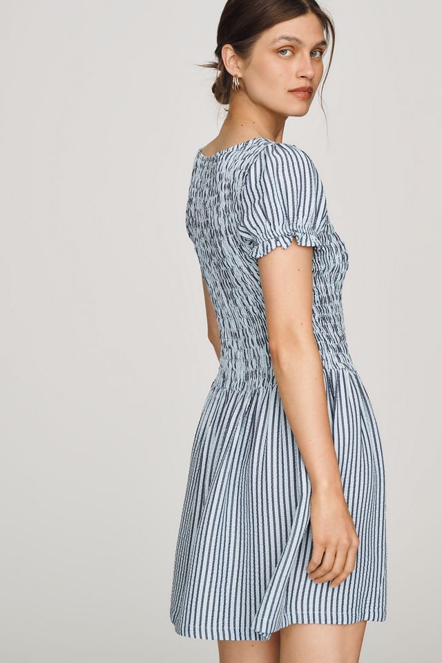 Maeve Margie Smocked Stripe Mini Dress #1