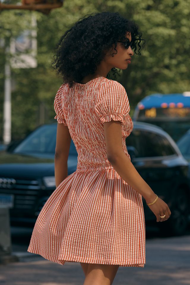 Maeve Margie Smocked Stripe Mini Dress #1