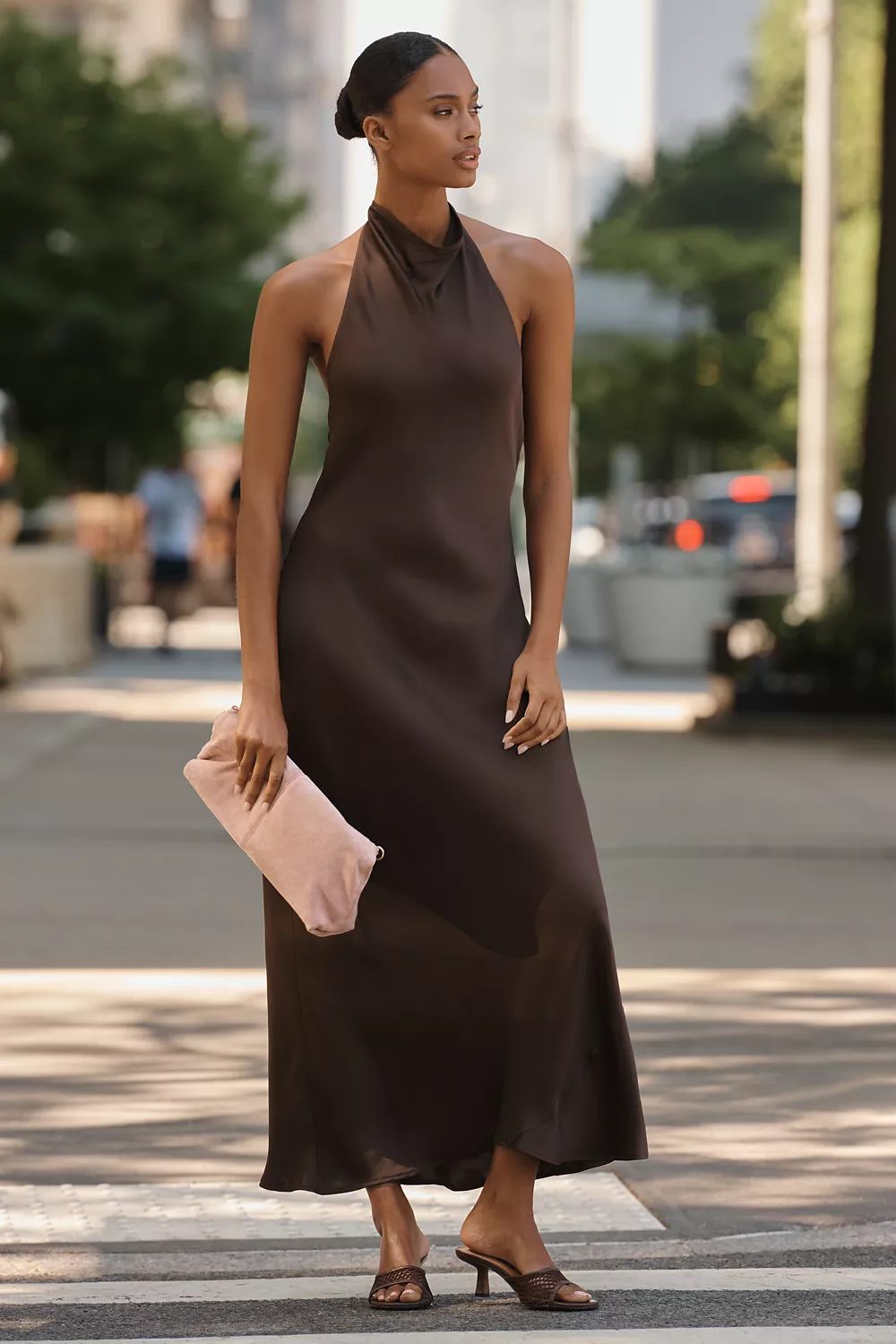 Maeve Jamie Satin Halter Maxi Dress