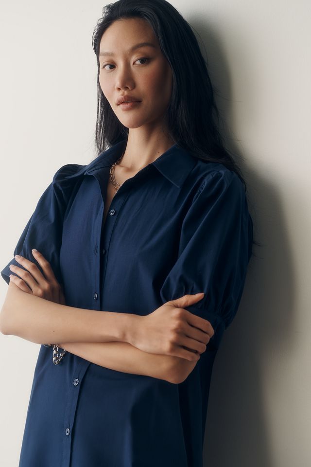 Maeve Cotton Puff-Sleeve Shirtdress #3