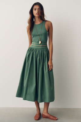 Banded Twofer Midi Dress