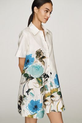 By Anthropologie Pollie 100% Cotton Swing Dress by Leigh Viner