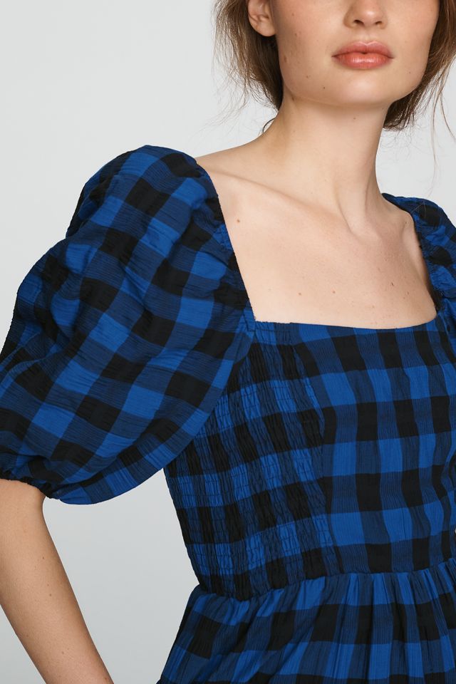 Somerset Puff-Sleeve Plaid Mini Dress #2