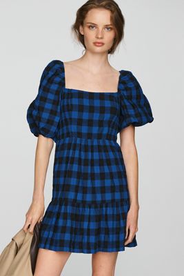 Das Somerset Minikleid mit Puffärmeln und Karomuster