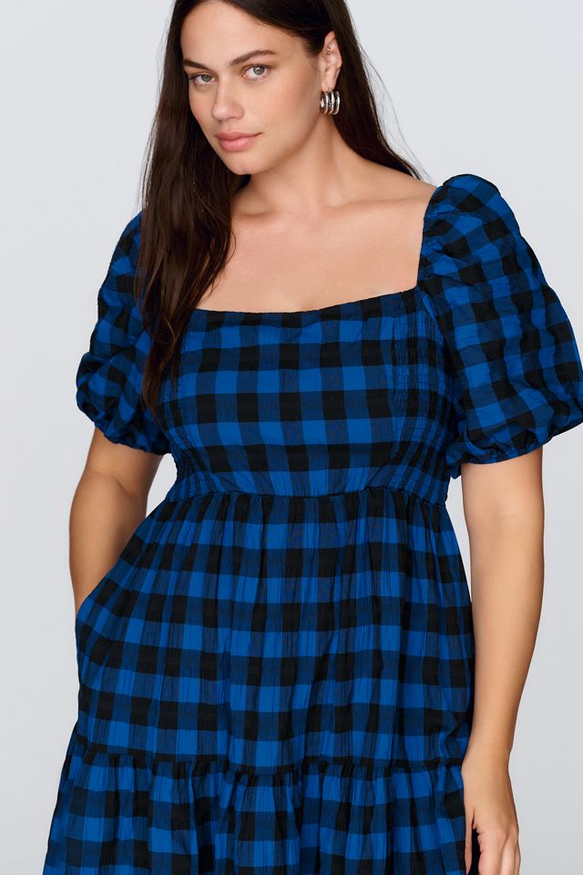 Somerset Puff-Sleeve Plaid Mini Dress #4