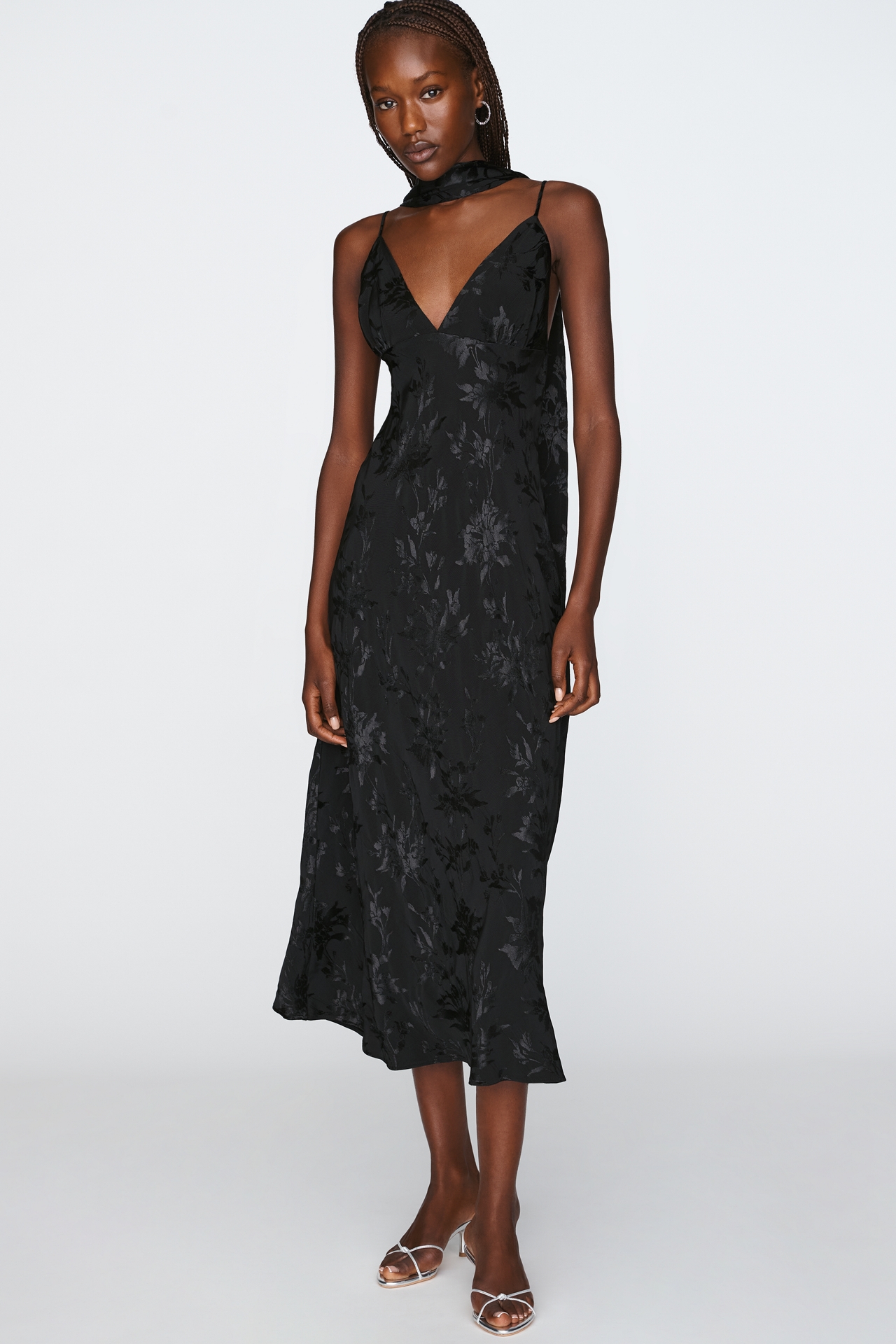 Maeve Clara Scarf-Neck Jacquard Midi Dress