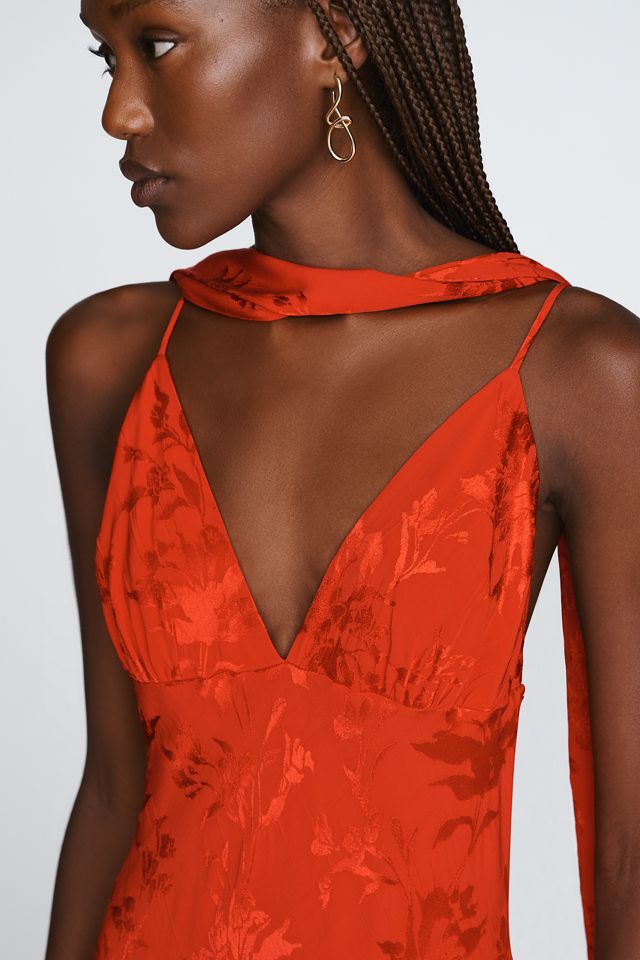 Maeve Clara Scarf-Neck Jacquard Midi Dress #1