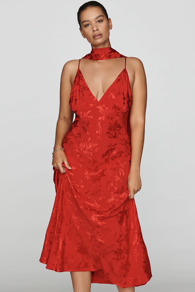Maeve Clara Scarf-Neck Jacquard Midi Dress #4