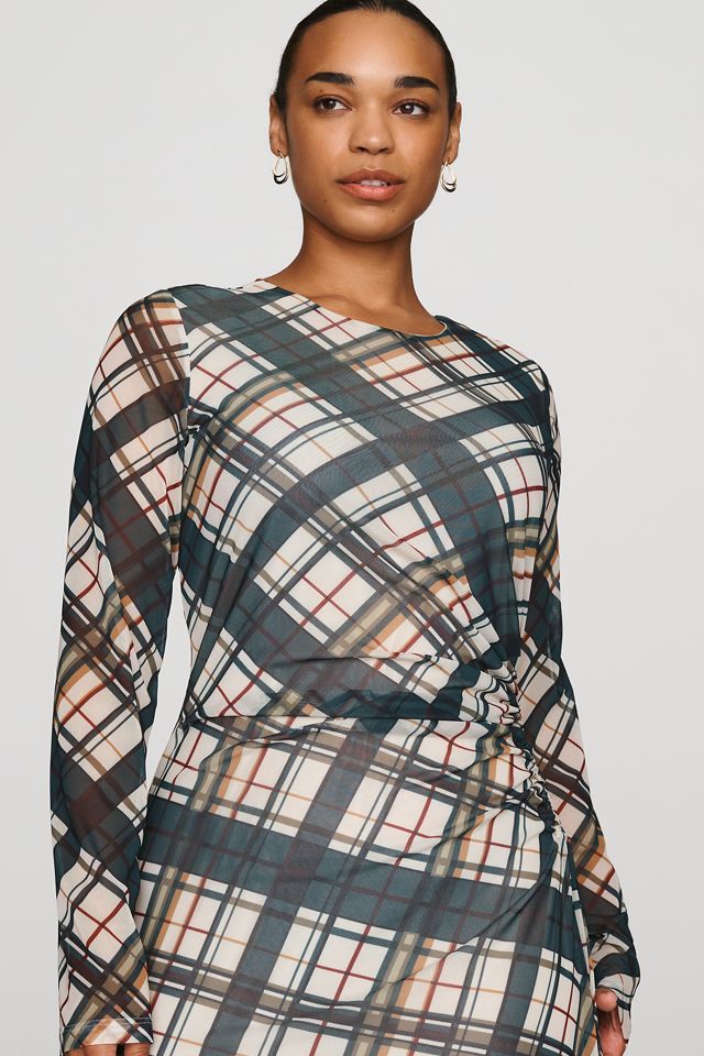 @merricksart x By Anthropologie Ruched Mesh Midi Dress #5