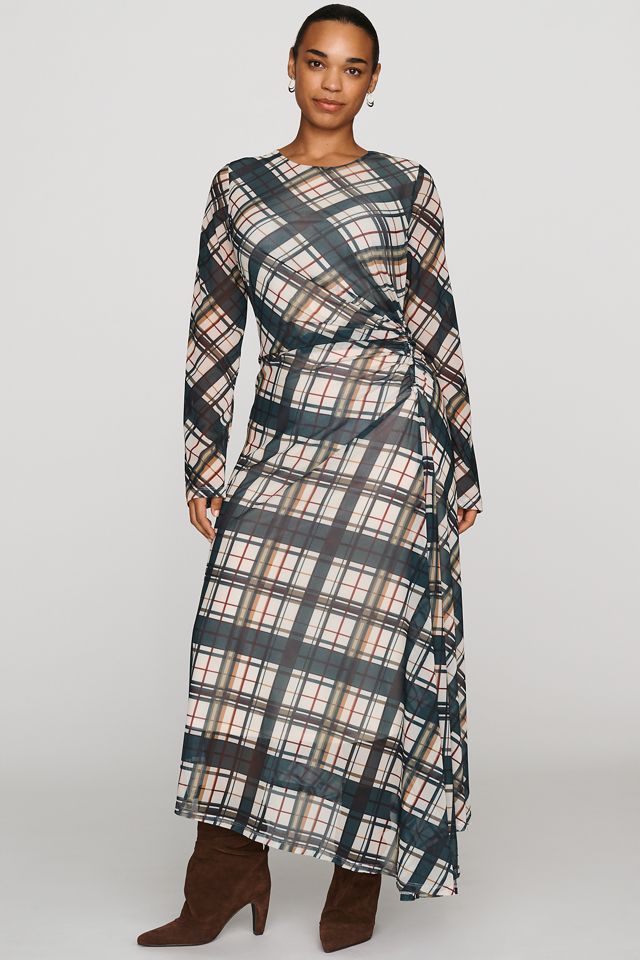 @merricksart x By Anthropologie Ruched Mesh Midi Dress #4