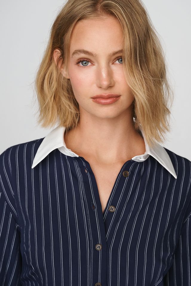 Maeve Long Sleeve Slim Mini Shirtdress #2