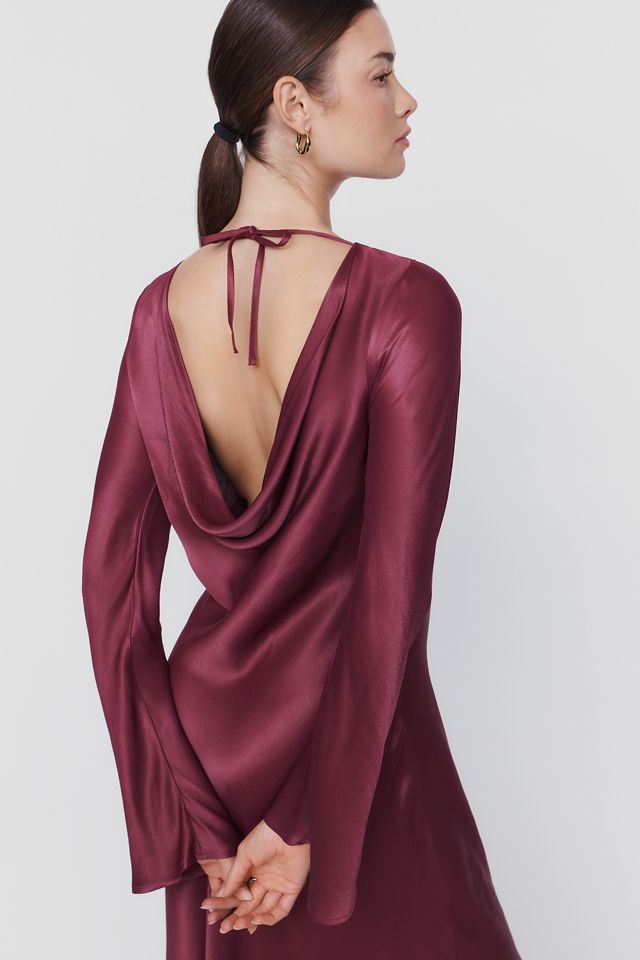 By Anthropologie Satin Cowl Back Midi Dress #2