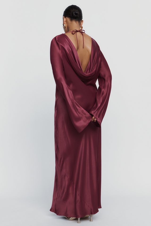 By Anthropologie Satin Cowl Back Midi Dress #4
