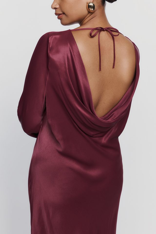 By Anthropologie Satin Cowl Back Midi Dress #5