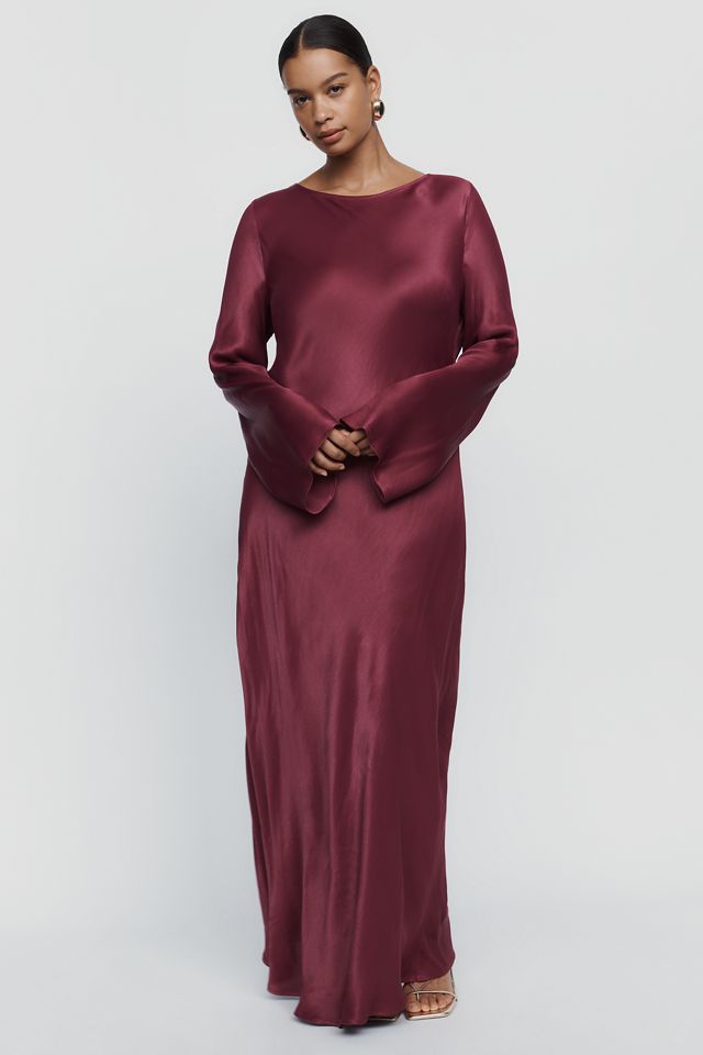 By Anthropologie Satin Cowl Back Midi Dress #3
