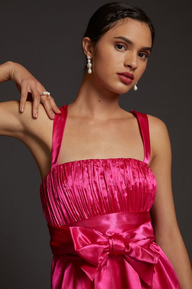 Maeve Bow-Tie Satin Mini Dress #1
