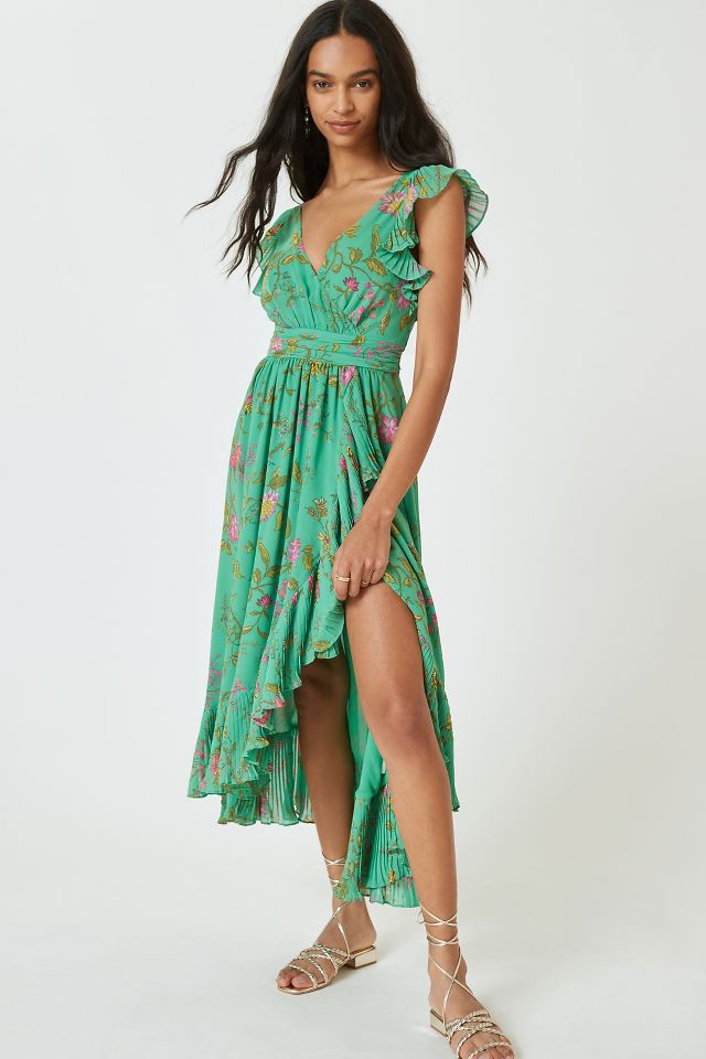 Ruffle sleeve best sale wrap dress