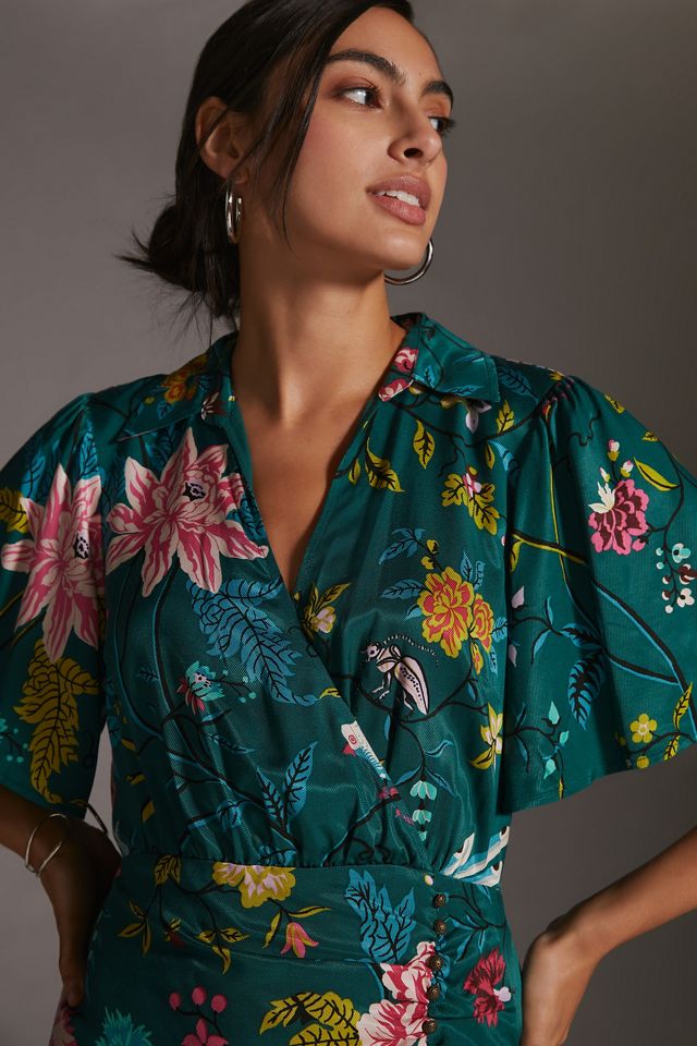 maeve button front shirt dress Embellished Mini Shirt Dress