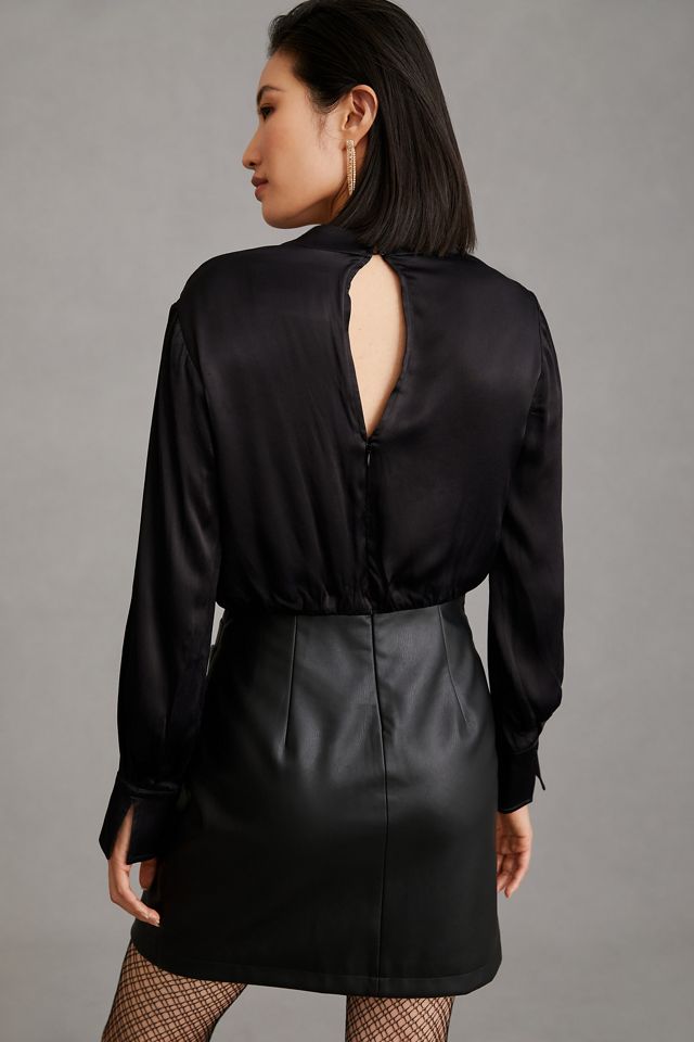 Maeve Plunge Faux Leather Dress #2