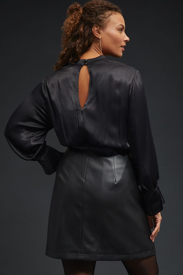 Maeve Plunge Faux Leather Dress #5