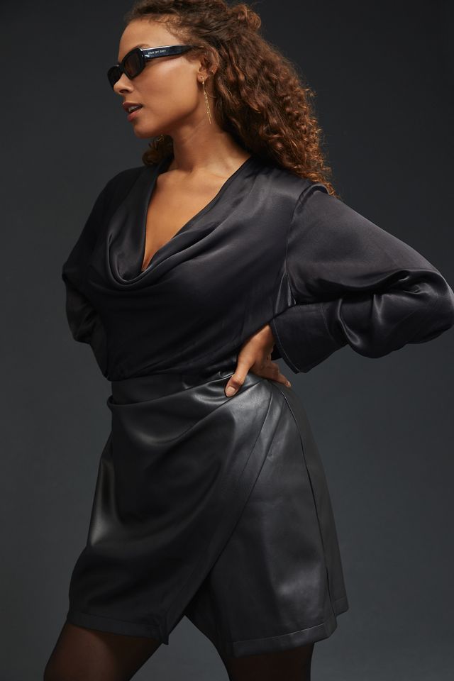 Maeve Plunge Faux Leather Dress #6
