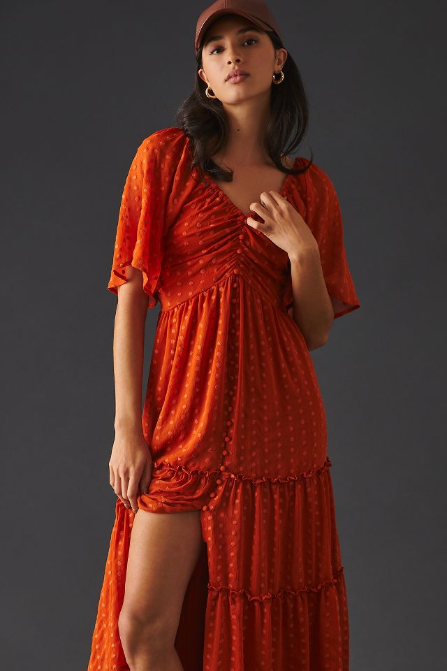 Anthropologie orange clearance dress