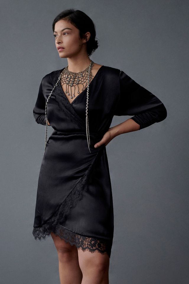 By Anthropologie Lace-Trimmed Wrap Dress